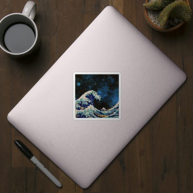 The Great Wave - Hokusai - Pixel Galaxy by creativewrld